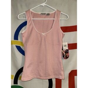 NWT Vintage Y2K Energie Lace Tank Top Medium Pink Bow Cami